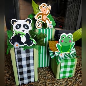 Handcrafted decorative wooden blocks/centerpieces.